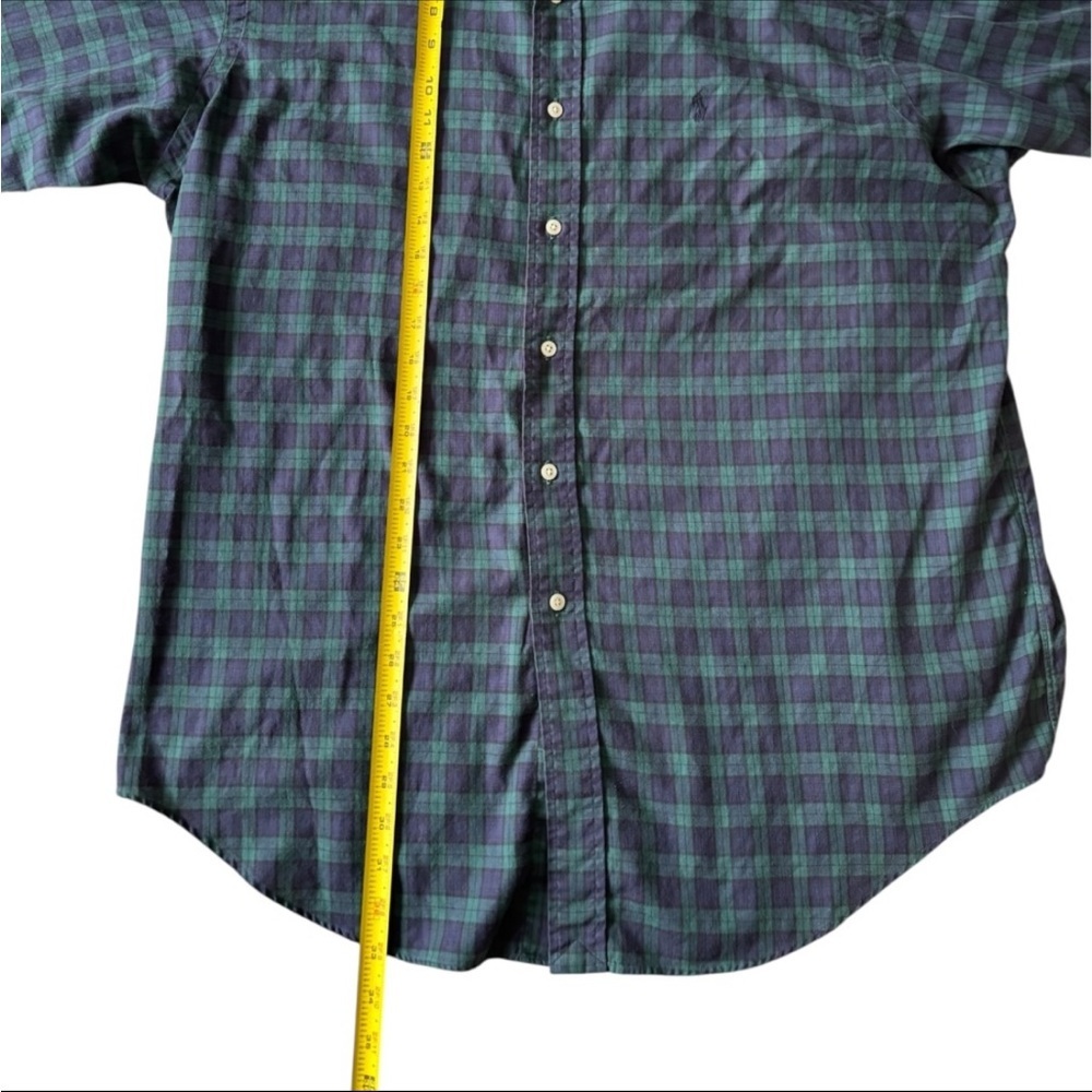 VINTAGE Ralph Lauren Yarmouth Men's Blue and Green Checkered Button Down Shirt - Picture 9 of 9